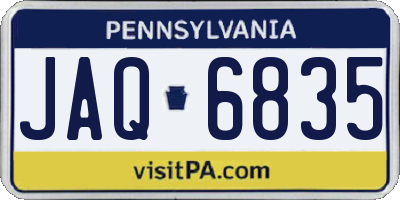 PA license plate JAQ6835