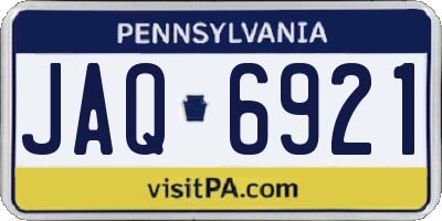 PA license plate JAQ6921