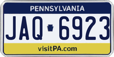 PA license plate JAQ6923