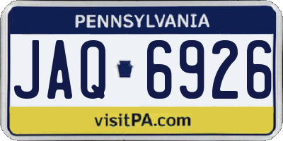 PA license plate JAQ6926