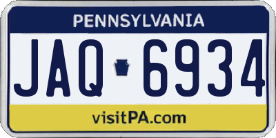 PA license plate JAQ6934