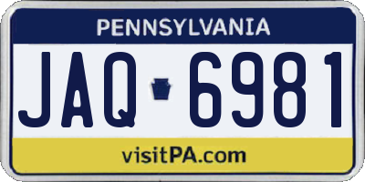 PA license plate JAQ6981