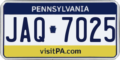 PA license plate JAQ7025