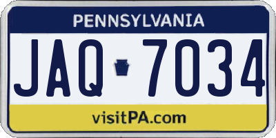 PA license plate JAQ7034