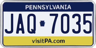 PA license plate JAQ7035