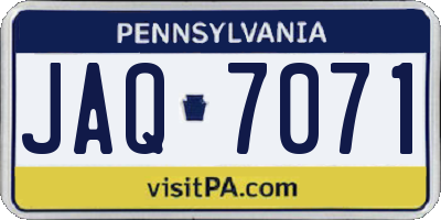 PA license plate JAQ7071