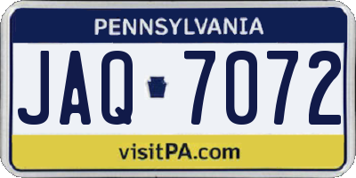 PA license plate JAQ7072