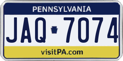 PA license plate JAQ7074