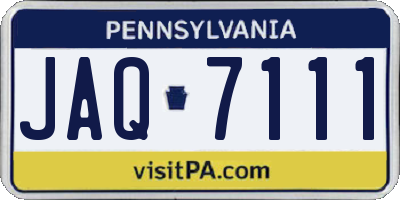 PA license plate JAQ7111