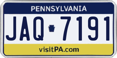 PA license plate JAQ7191