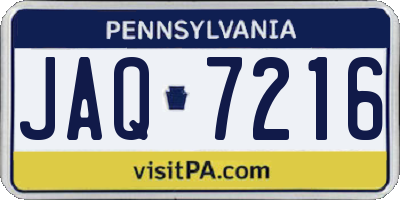PA license plate JAQ7216