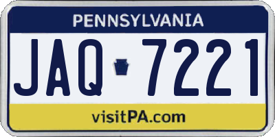 PA license plate JAQ7221