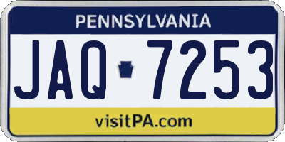 PA license plate JAQ7253