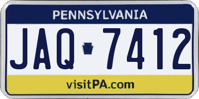 PA license plate JAQ7412
