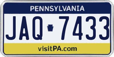 PA license plate JAQ7433
