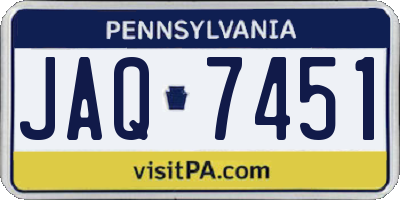 PA license plate JAQ7451