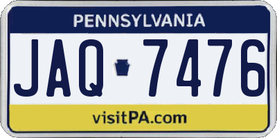 PA license plate JAQ7476