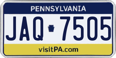 PA license plate JAQ7505