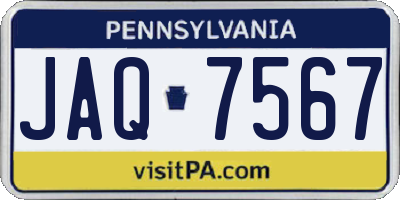 PA license plate JAQ7567