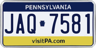 PA license plate JAQ7581