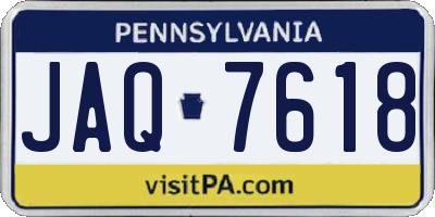 PA license plate JAQ7618