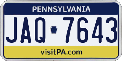 PA license plate JAQ7643