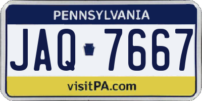 PA license plate JAQ7667