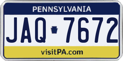 PA license plate JAQ7672