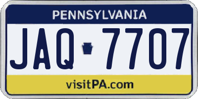 PA license plate JAQ7707