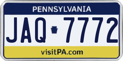 PA license plate JAQ7772