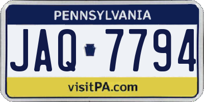 PA license plate JAQ7794