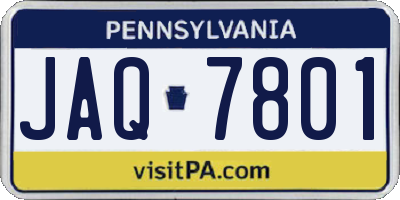 PA license plate JAQ7801