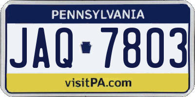 PA license plate JAQ7803