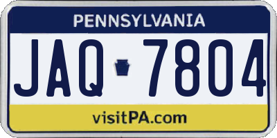 PA license plate JAQ7804