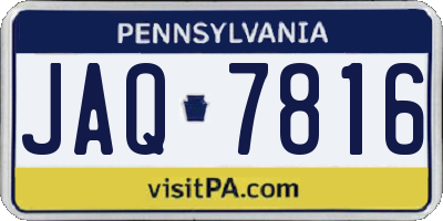 PA license plate JAQ7816