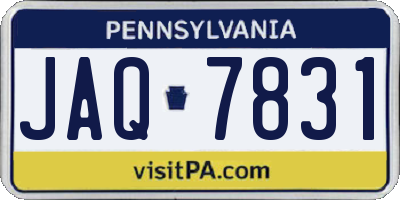 PA license plate JAQ7831