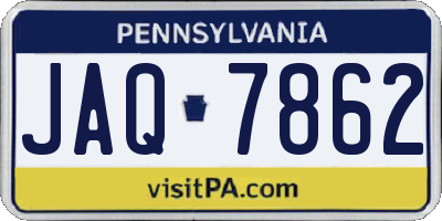 PA license plate JAQ7862