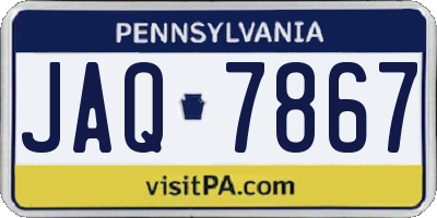 PA license plate JAQ7867