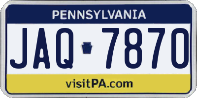 PA license plate JAQ7870