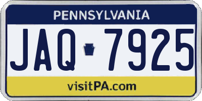 PA license plate JAQ7925