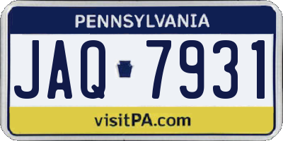 PA license plate JAQ7931