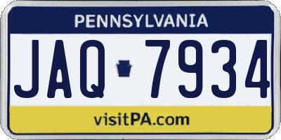 PA license plate JAQ7934