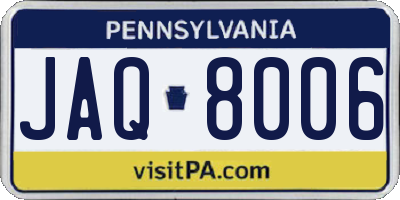 PA license plate JAQ8006