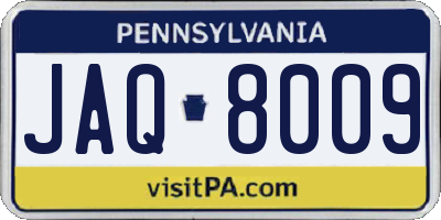 PA license plate JAQ8009