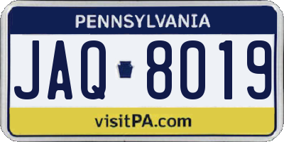 PA license plate JAQ8019
