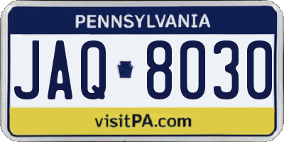 PA license plate JAQ8030