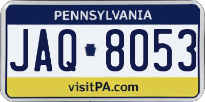 PA license plate JAQ8053