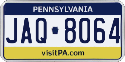 PA license plate JAQ8064