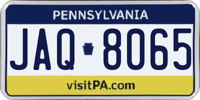 PA license plate JAQ8065