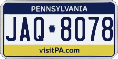PA license plate JAQ8078